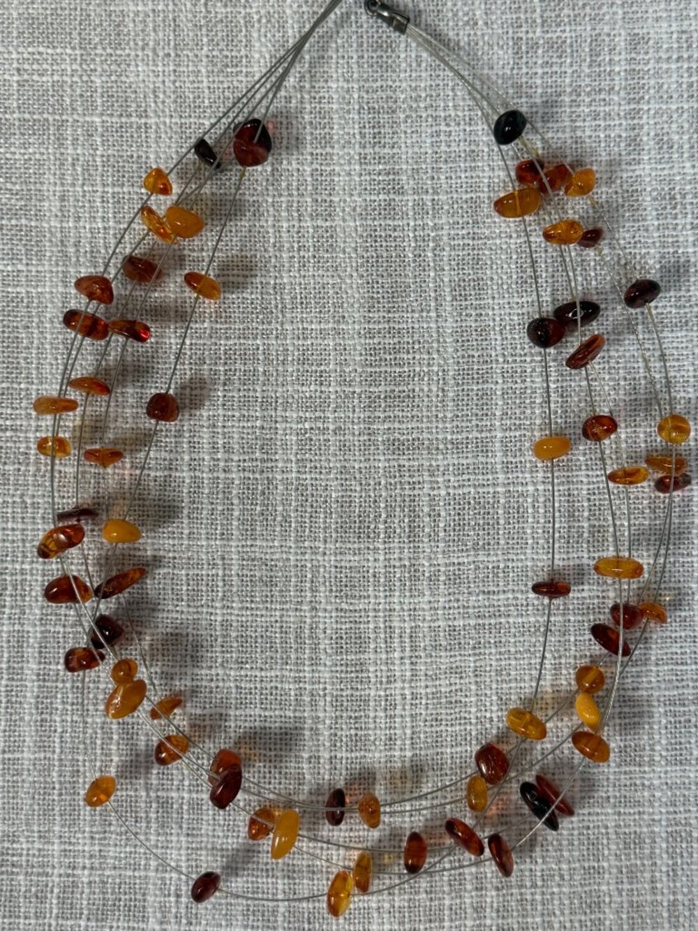 Floating Amber and Wire Choker Necklace